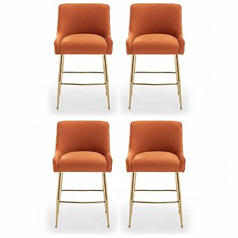 SEYNAR Modern Velvet 37'' H Metal Leg Counter or Bar Stools Set of 4