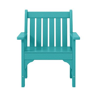 Outdoor Patio 2-Piece HDPE Adirondack Garden Chair with Square Adirondack Side Table Set