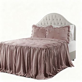 Pleated King Bedspread Set 3 pc Set