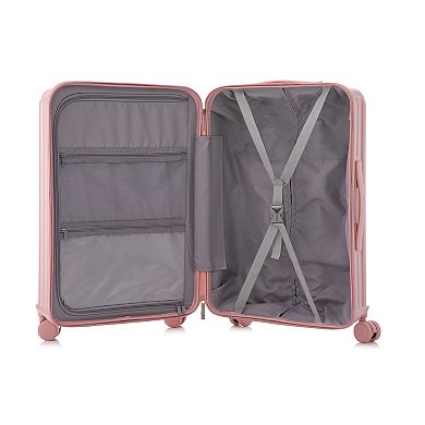 20/24/28" 3-Piece ABS Luggage Set, Spinner Suitcase with Cup Holder, USB & Phone Holder