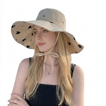 Women's Reversible Bucket Hat Wide Brim Sun Hat Floral Print Adjustable Chin Strap Outdoor Beach Hat