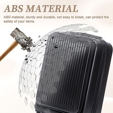 KWPZQEB 14" 20" Front Opening Design ABS Spinner Wheel Luggage Set with Combination Lock, 2-pc. set