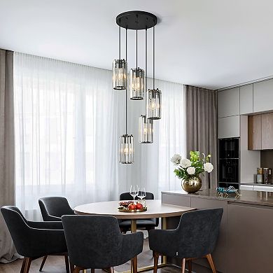 Modern Crystal Pendant Light, Adjustable Fixture for Kitchen Island Dining Bedroom