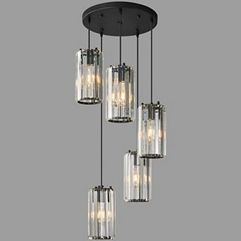 Modern Crystal Pendant Light, Adjustable Fixture for Kitchen Island Dining Bedroom