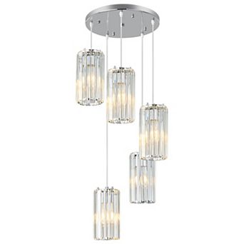 ZLAIQB 5-Light Modern Crystal Ceiling 13.77" Pendant Light