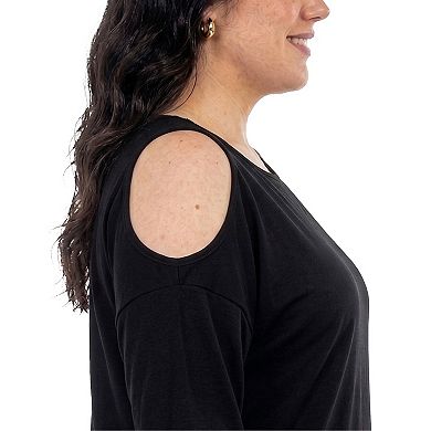 Plus Size Casual Cold Shoulder Pullover Top