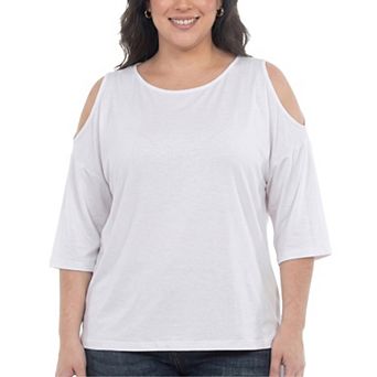 Plus Size Casual Cold Shoulder Pullover Top