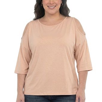 Plus Size Casual Cold Shoulder Pullover Top