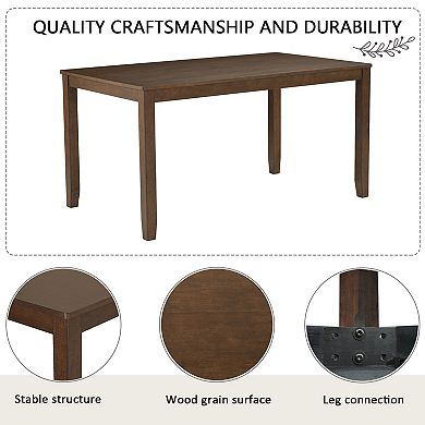 Pnronnc 6-Piece Kitchen Dining Table Set with Bench and 4 Chairs, Wooden Dining Set for 6 People