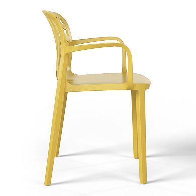 Outdoor Modern Stackable Patio Dining Armchairs (Set of 2)