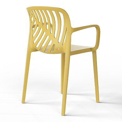Outdoor Modern Stackable Patio Dining Armchairs (Set of 2)
