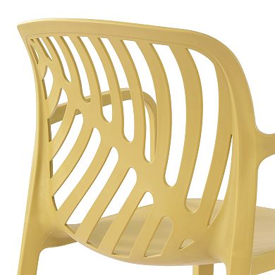 Outdoor Modern Stackable Patio Dining Armchairs (Set of 2)