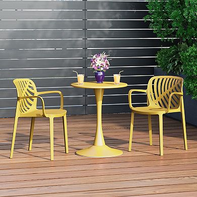 Outdoor Modern Stackable Patio Dining Armchairs (Set of 2)