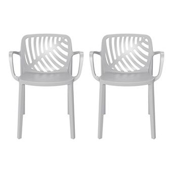 Outdoor Modern Stackable Patio Dining Armchairs (Set of 2)