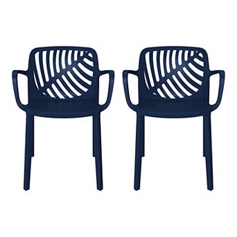 Outdoor Modern Stackable Patio Dining Armchairs (Set of 2)