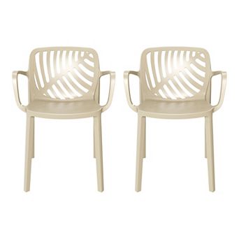 Outdoor Modern Stackable Patio Dining Armchairs (Set of 2)