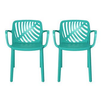 Outdoor Modern Stackable Patio Dining Armchairs (Set of 2)