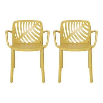 Outdoor Modern Stackable Patio Dining Armchairs (Set of 2)