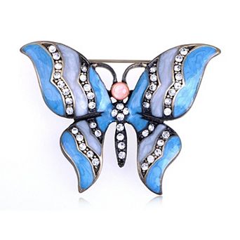 Dazzling Romantic Shine Crystal Rhinestones Butterfly Enamel Paint Fashion Brooch Pin