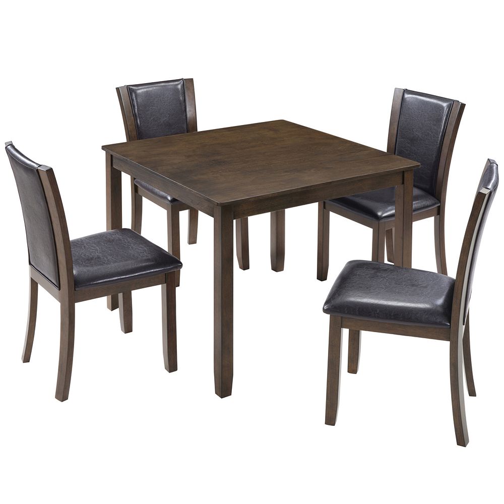 Pnronnc 5-Piece Farmhouse Rustic Dining Table Set with 4 Chairs, Wooden ...