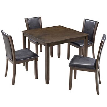 Pnronnc 5 pc Farmhouse Rustic Dining Table Set with 4 Chairs, Wooden Dining Set for 4 People