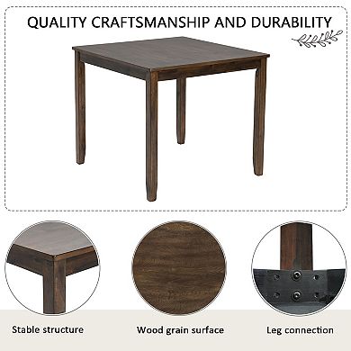 Pnronnc 5-Piece Farmhouse Rustic Dining Table Set with 4 Chairs, Wooden Dining Set for 4 People