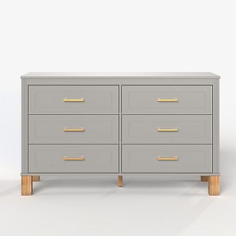 Pnronnc Solid Wood Frame Storage Chest 6-Drawer Double Dresser for Bedroom or Entryway