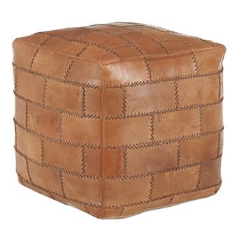 Loheer Handcrafted Leather Ottoman Cube Footrest Accent Seat