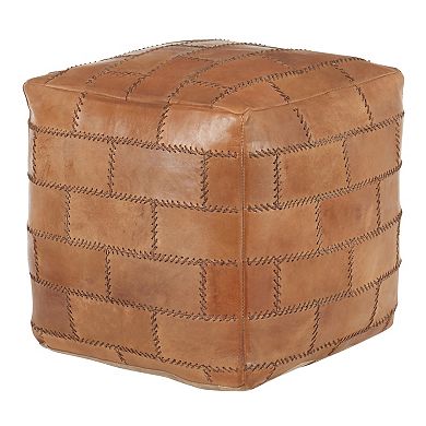 Loheer Handcrafted Leather Ottoman Cube Footrest Accent Seat