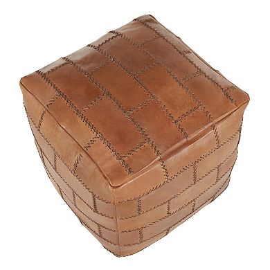 Loheer Handcrafted Leather Ottoman Cube Footrest Accent Seat