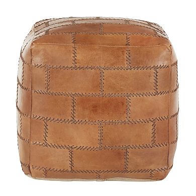 Loheer Handcrafted Leather Ottoman Cube Footrest Accent Seat