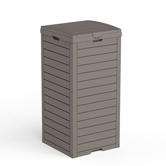 EFU 36 Gallon Weatherproof Resin Trash Can with Lockable Dual Lid, Removable Tray for Patio Kitchen