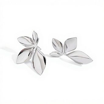 Women's Sculpted Leaf Drop Earrings with Polished Layered Petal Design and Bold Modern Silhouette