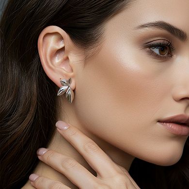 Women's Sculpted Leaf Drop Earrings with Polished Layered Petal Design and Bold Modern Silhouette