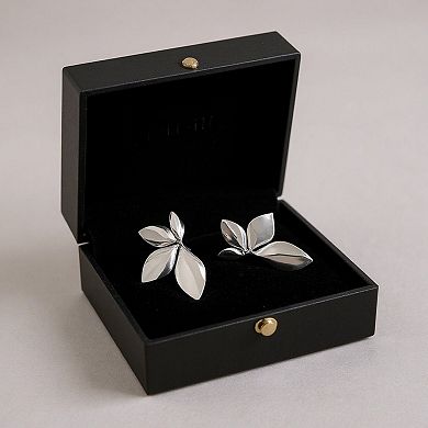Women's Sculpted Leaf Drop Earrings with Polished Layered Petal Design and Bold Modern Silhouette