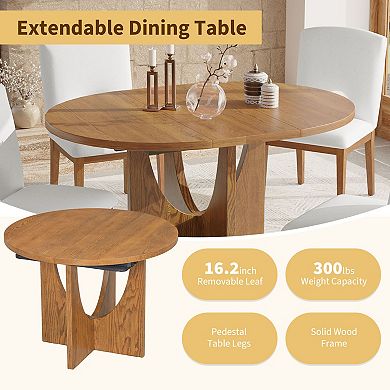 Pnronnc 5-Piece Removable Leaf Dining Table Set, Extendable Round Kitchen Table Set