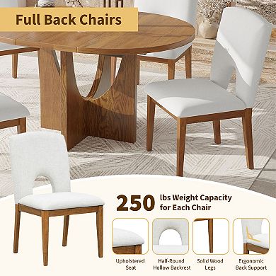 Pnronnc 5-Piece Removable Leaf Dining Table Set, Extendable Round Kitchen Table Set