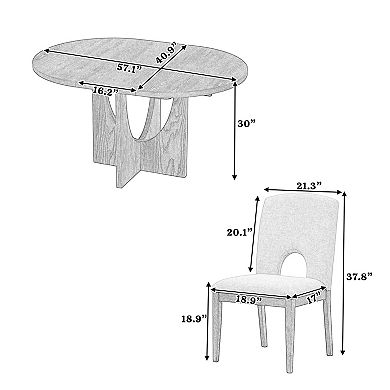 Pnronnc 5-Piece Removable Leaf Dining Table Set, Extendable Round Kitchen Table Set