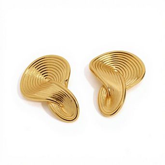 Women's Sculptural Gold Tone Statement Earrings with Modern Layered Swirl Design