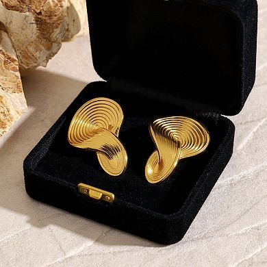 Women's Sculptural Gold Tone Statement Earrings with Modern Layered Swirl Design