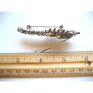 Silvery Tone Metal Butterfly Crystal Abalone Shell Accenting Pin Brooch