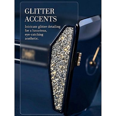 Rectangular Rimless Chamfering Sunglasses Shiny Decorations Trendy Sun Glasses UV Protection