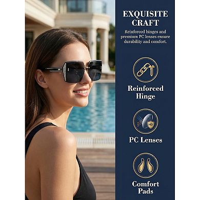 Rectangular Rimless Chamfering Sunglasses Shiny Decorations Trendy Sun Glasses UV Protection