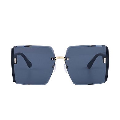 Rectangular Rimless Chamfering Sunglasses Shiny Decorations Trendy Sun Glasses UV Protection