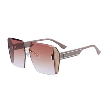 Rectangular Rimless Chamfering Sunglasses Shiny Decorations Trendy Sun Glasses UV Protection