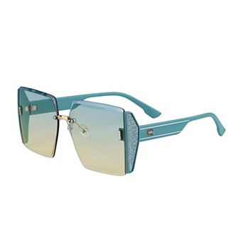 Rectangular Rimless Chamfering Sunglasses Shiny Decorations Trendy Sun Glasses UV Protection