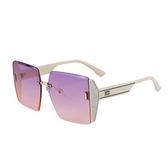 Rectangular Rimless Chamfering Sunglasses Shiny Decorations Trendy Sun Glasses UV Protection