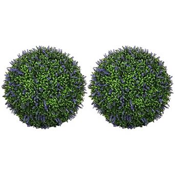 Set of 2 Artificial Topiary Balls for Table, Shelf, Patio, or Garden Decor