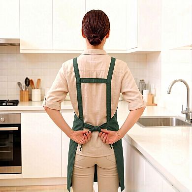 Adjustable Kitchen Apron with Front Pockets Durable Cooking Apron for Baking Cleaning Gardening