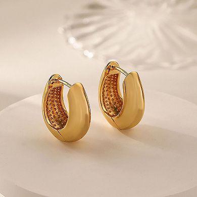 Women's Brass Huggie Hoop Earrings